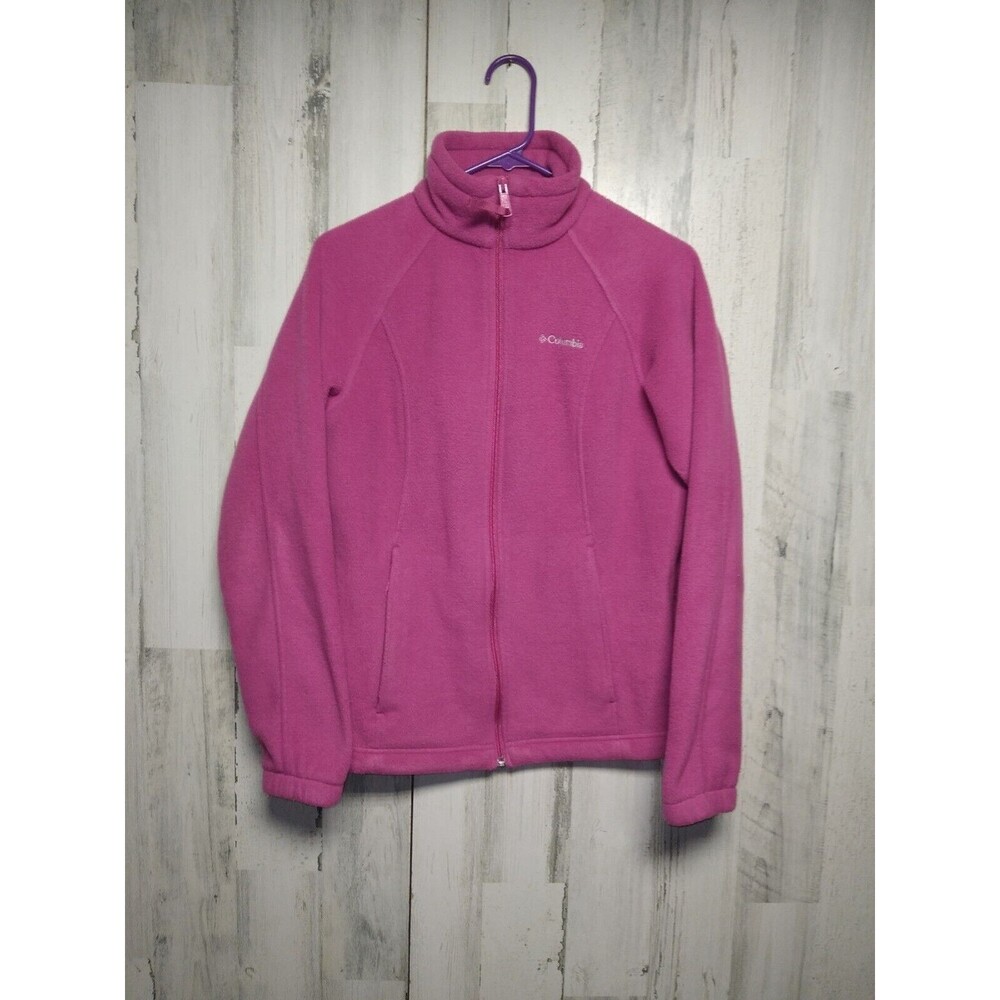 Columbia Jacket Womens Small Pink Full Zip Fleece Outdoor Zip Pockets Ladies